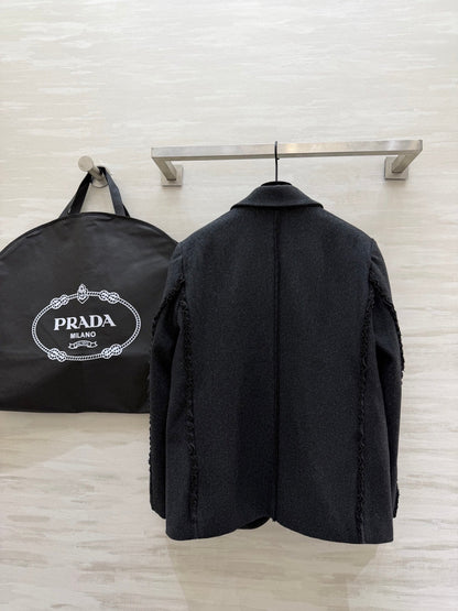 Prada 26s Blazer Dark Grey Wool Blend Fabric 855443