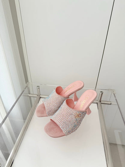 CC 26 Sandal 90 Pink Rhinstone Deer Hide 597376