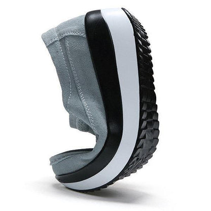 Large Size Rocker Sole Suede Slip On Casual Shoes