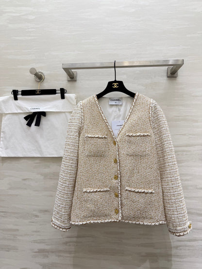 CC 26s Cruise Jacket Beige Tweed Weave & Gold Thread