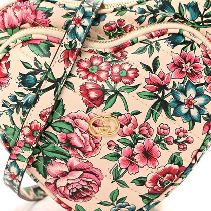 Matelasse Diagonal Brit Roses Print Mini Interlocking G Heart Shoulder Bag Multicolor