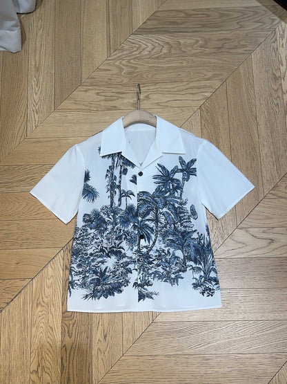 CD Coconut Short Sleeves Shirt Blue mix White Cotton