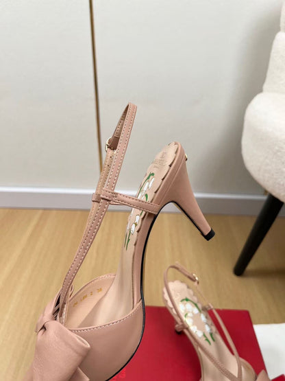 Valentino Garavani Bowow 85mm Slingbacks Rose Cannelle Cowhide