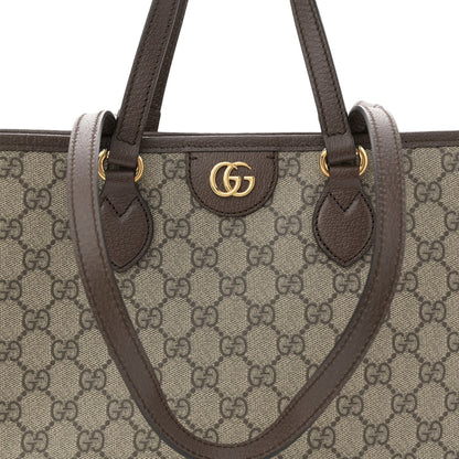 GG Supreme Monogram Textured Calfskin Small Ophidia Shoulder Tote Bag Beige Ebony New Acero