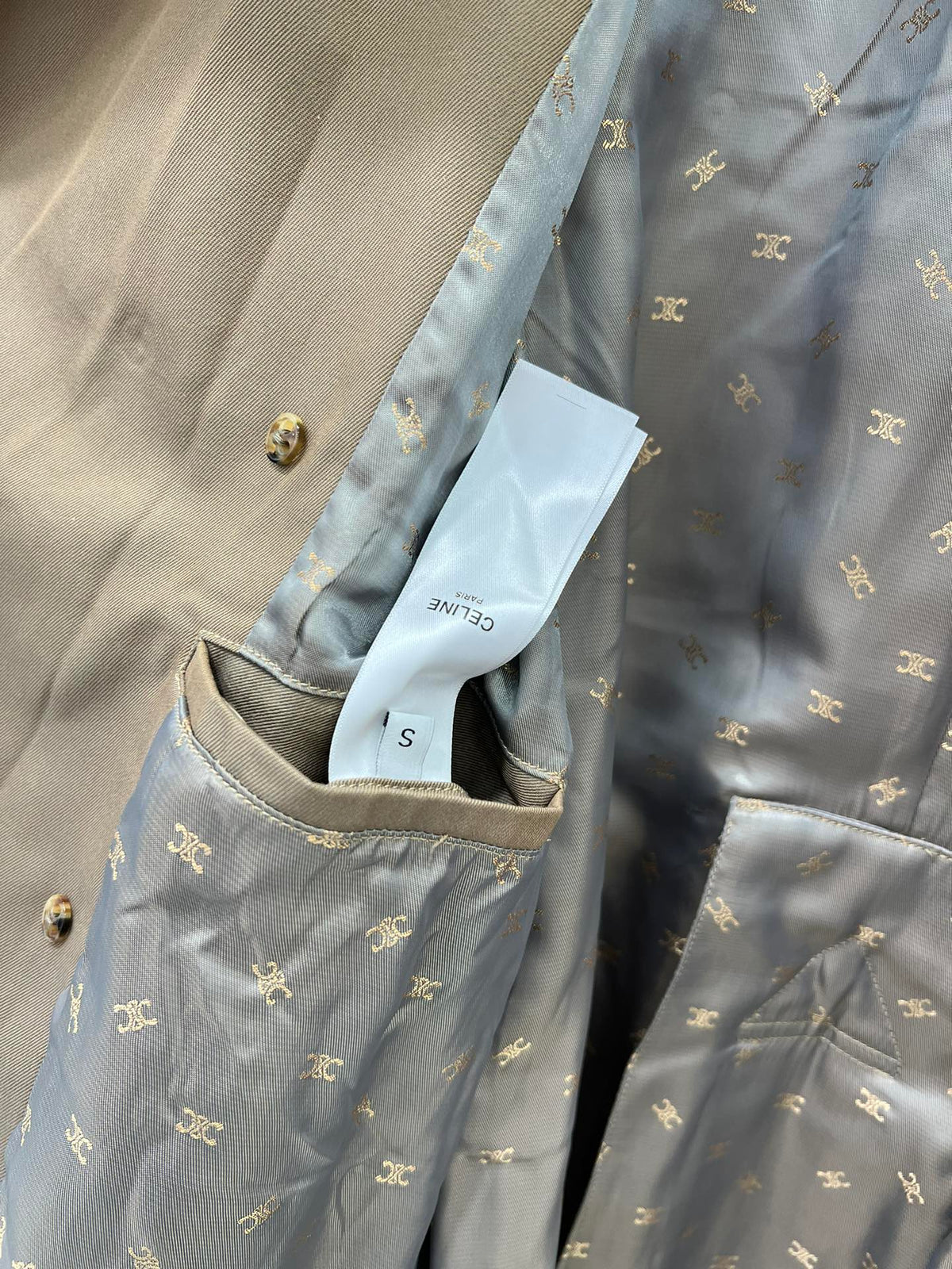 Celine 25 Trench Coat Khaki Wool 299519