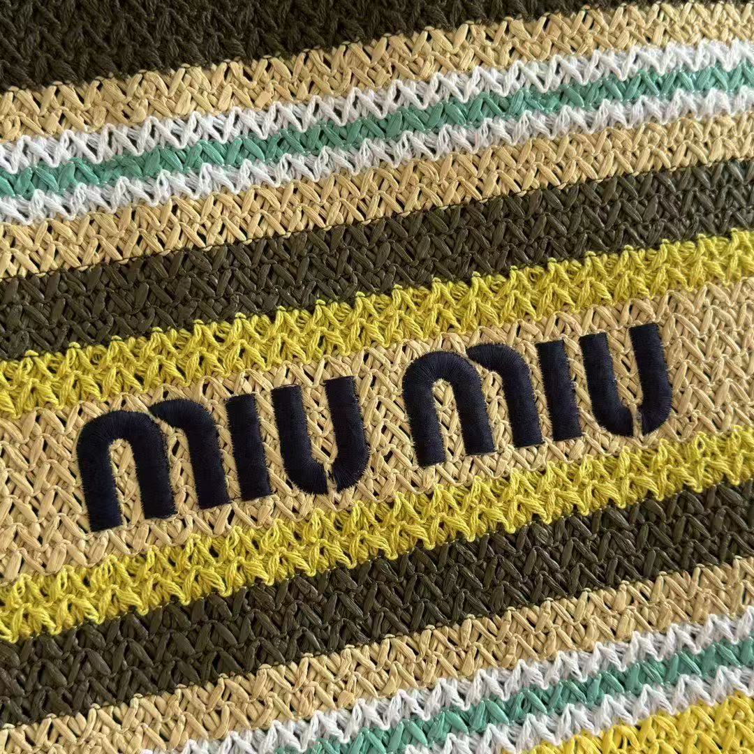 Miu Tote Bag 40cm Raffia-Effect Woven