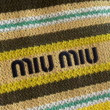 Miu Tote Bag 40cm Raffia-Effect Woven