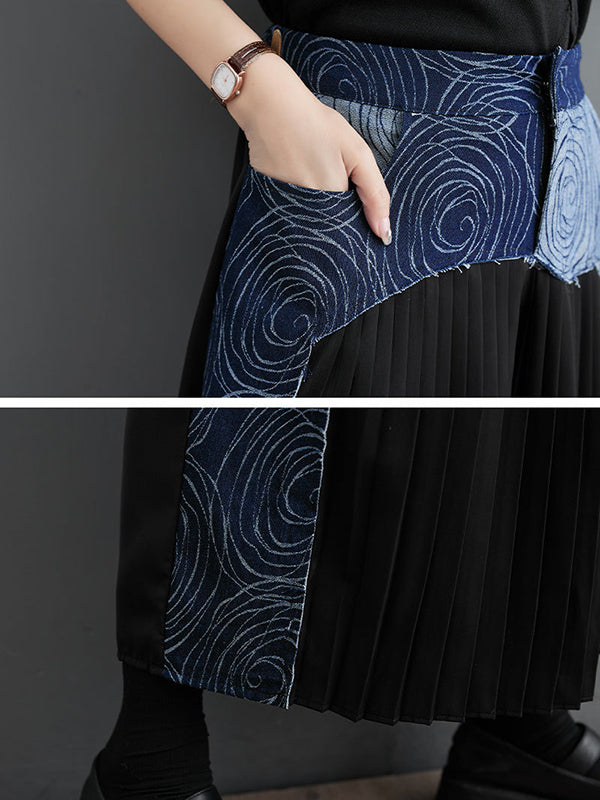 High Waisted Wide Leg Pleated Split-Joint Casual Pants Bottoms