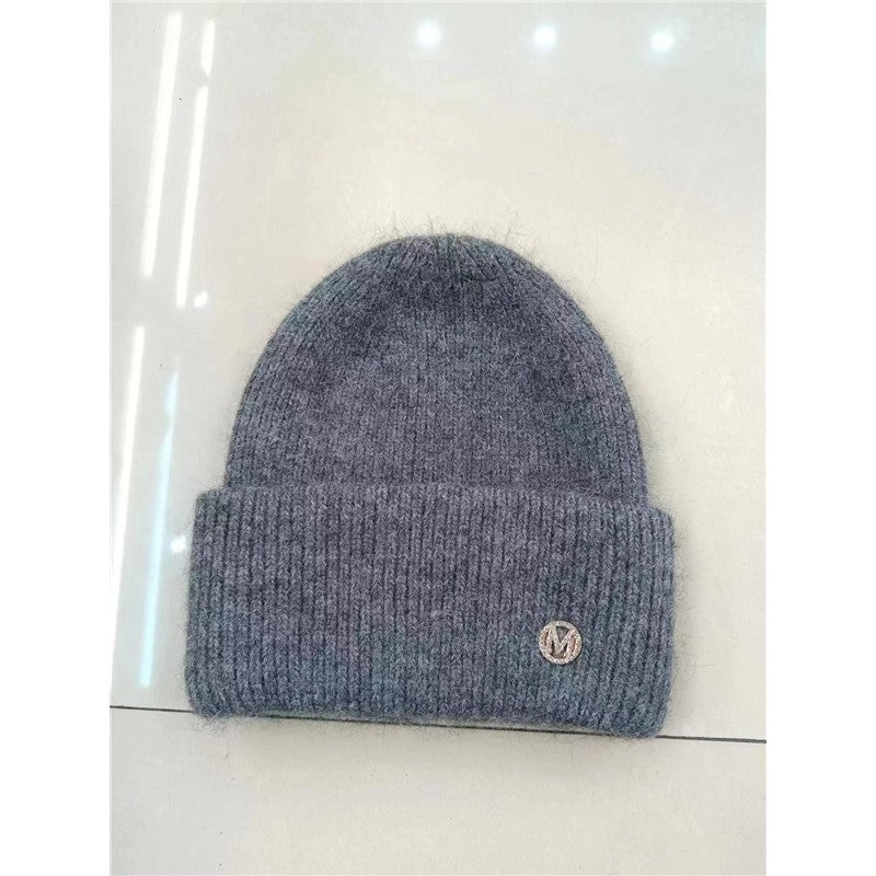 Solid Color Versatile Rabbit Fur Knitted Pullover Hat