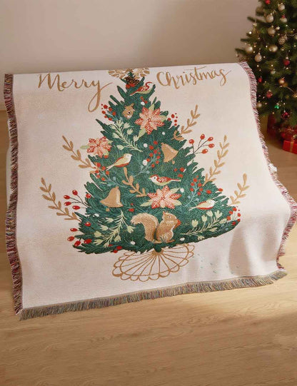 Christmas Tree Jacquard Tassel Throw Blanket