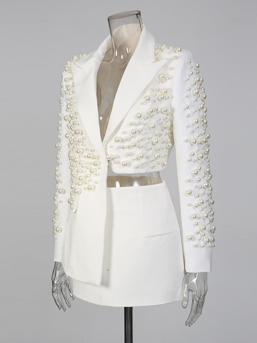 Paloma Beaded Irregular Suit Skirt Set