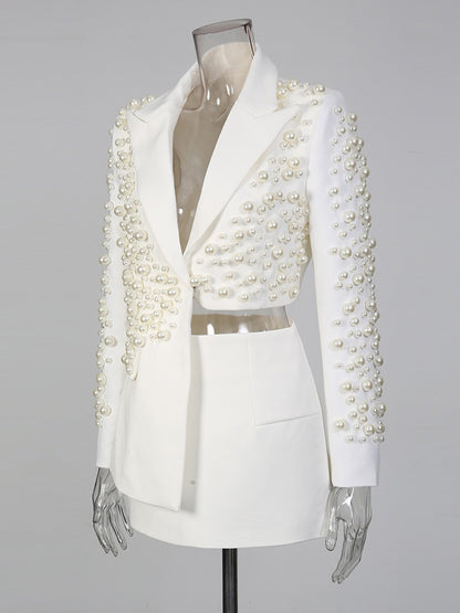 Paloma Beaded Irregular Suit Skirt Set