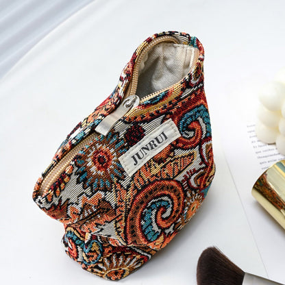 Cosbai - Boho Orange Floral Clutch Bag Zippered Organizer