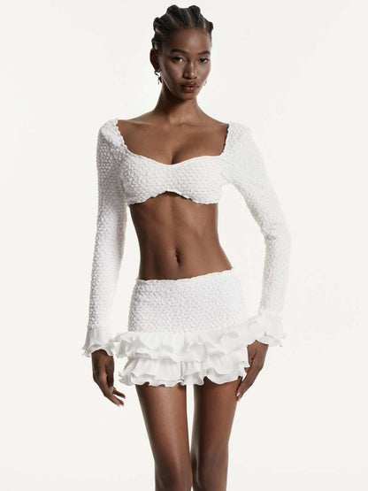 Anabella Long-Sleeved Ruffled Swimsuit Set