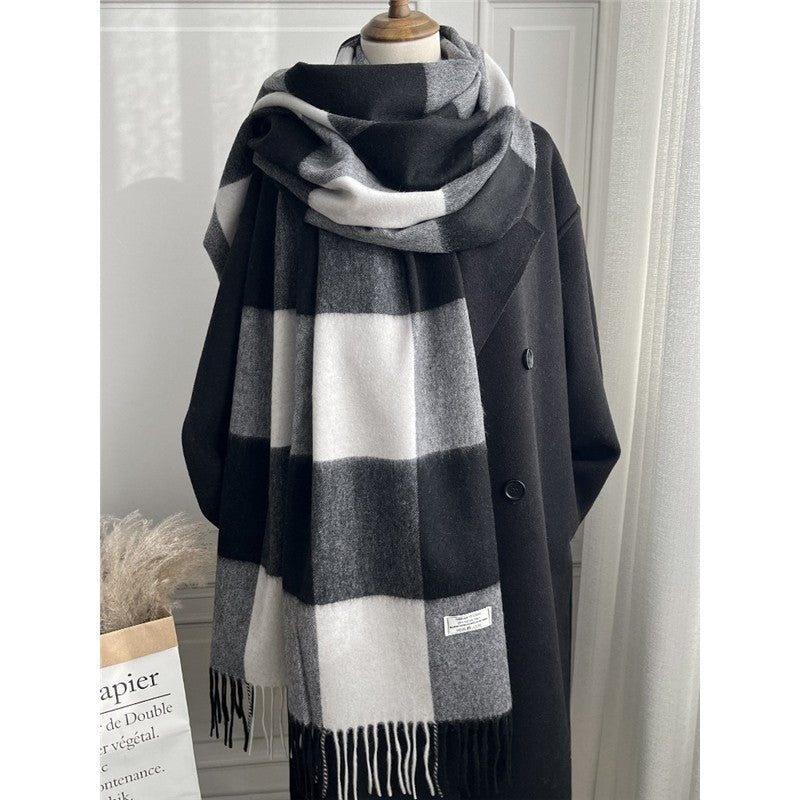 Plaid Fringe Shawl Scarf