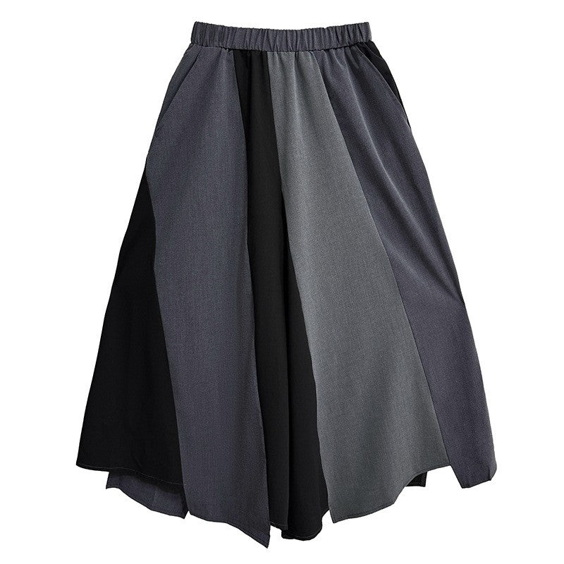 Patchwork High Waist Wide Leg Loose Fit Casual Pants