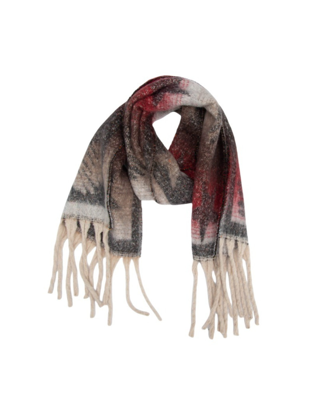Scarvii - Winter Scarf with Star Jacquard and Tassels