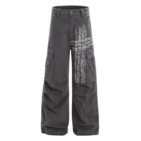 Hip Hop Letter Print Cargo Pants