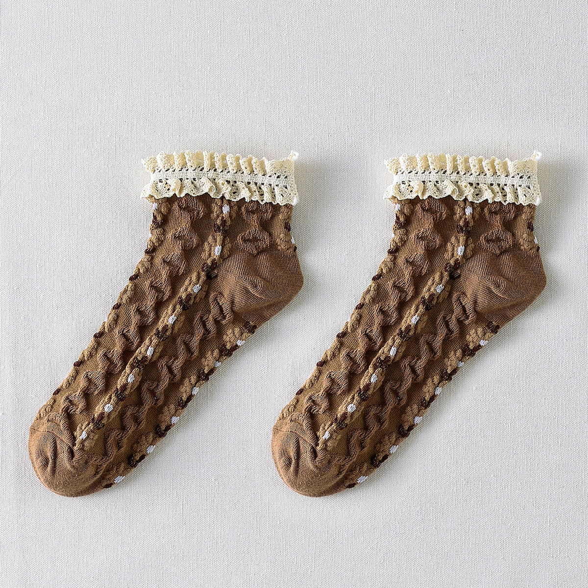 Rufia - Summer Floral Pattern Lace Trim Low-Cut Socks
