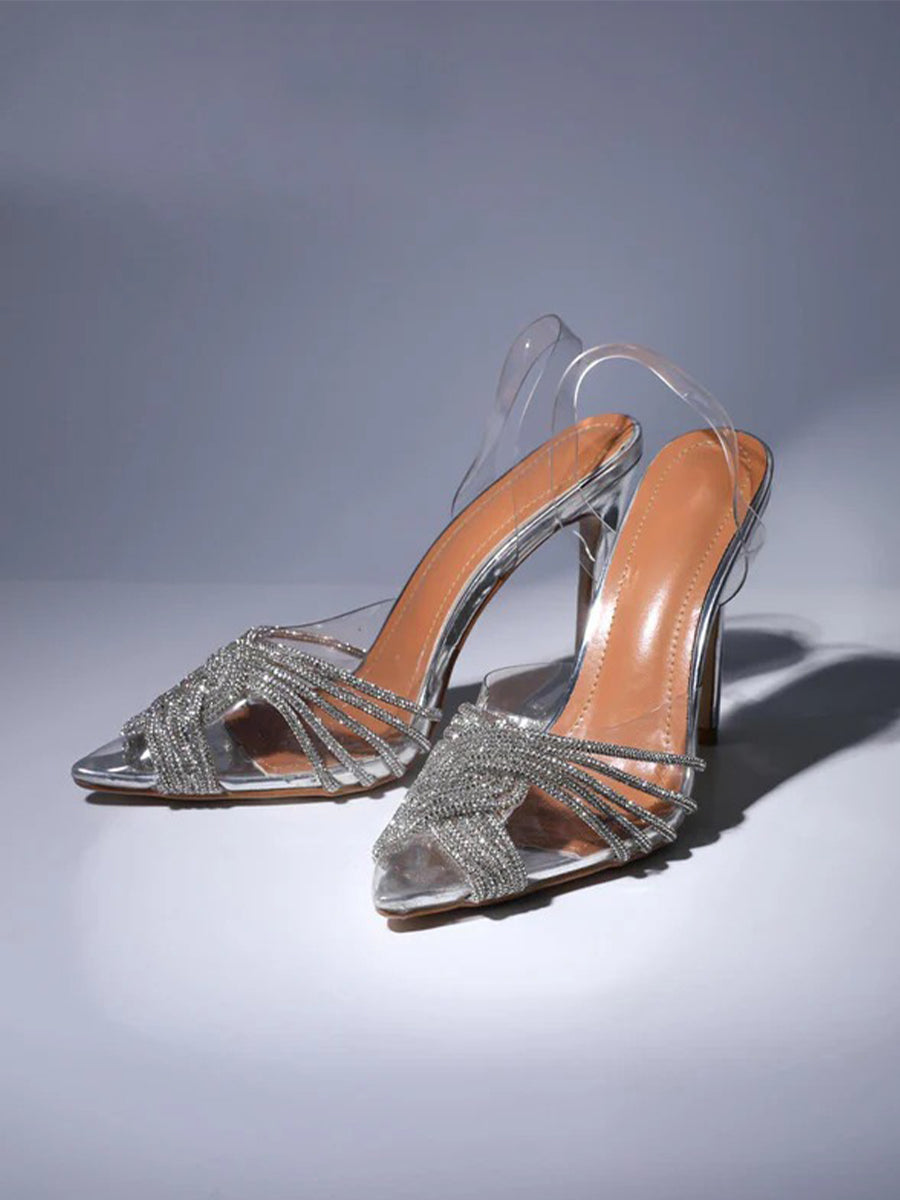 Lumi Crystal Embellished Sandals In Silver