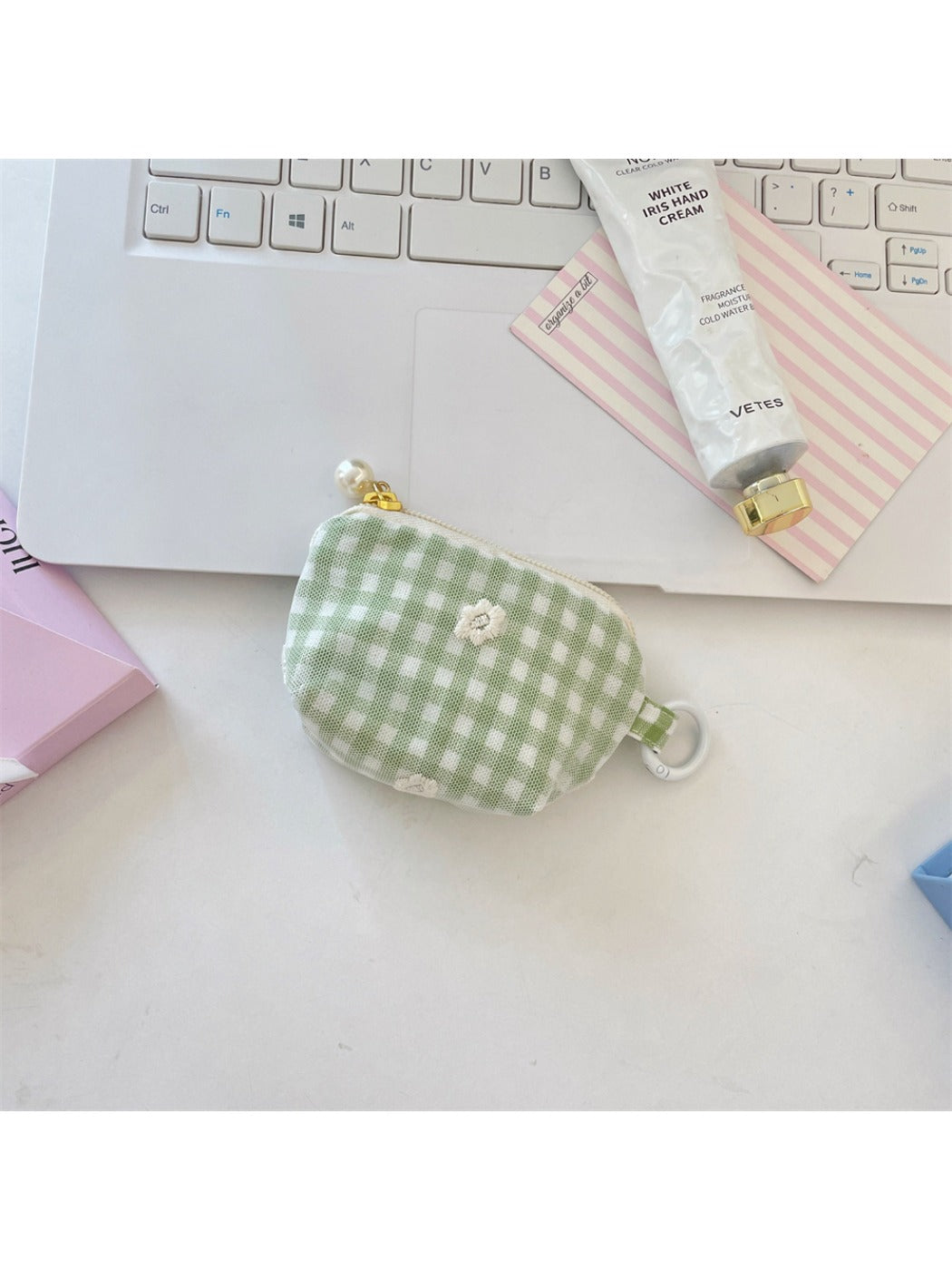 Cosbai - Mini Plaid Coin Purse with Zipper