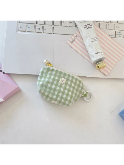 Cosbai - Mini Plaid Coin Purse with Zipper