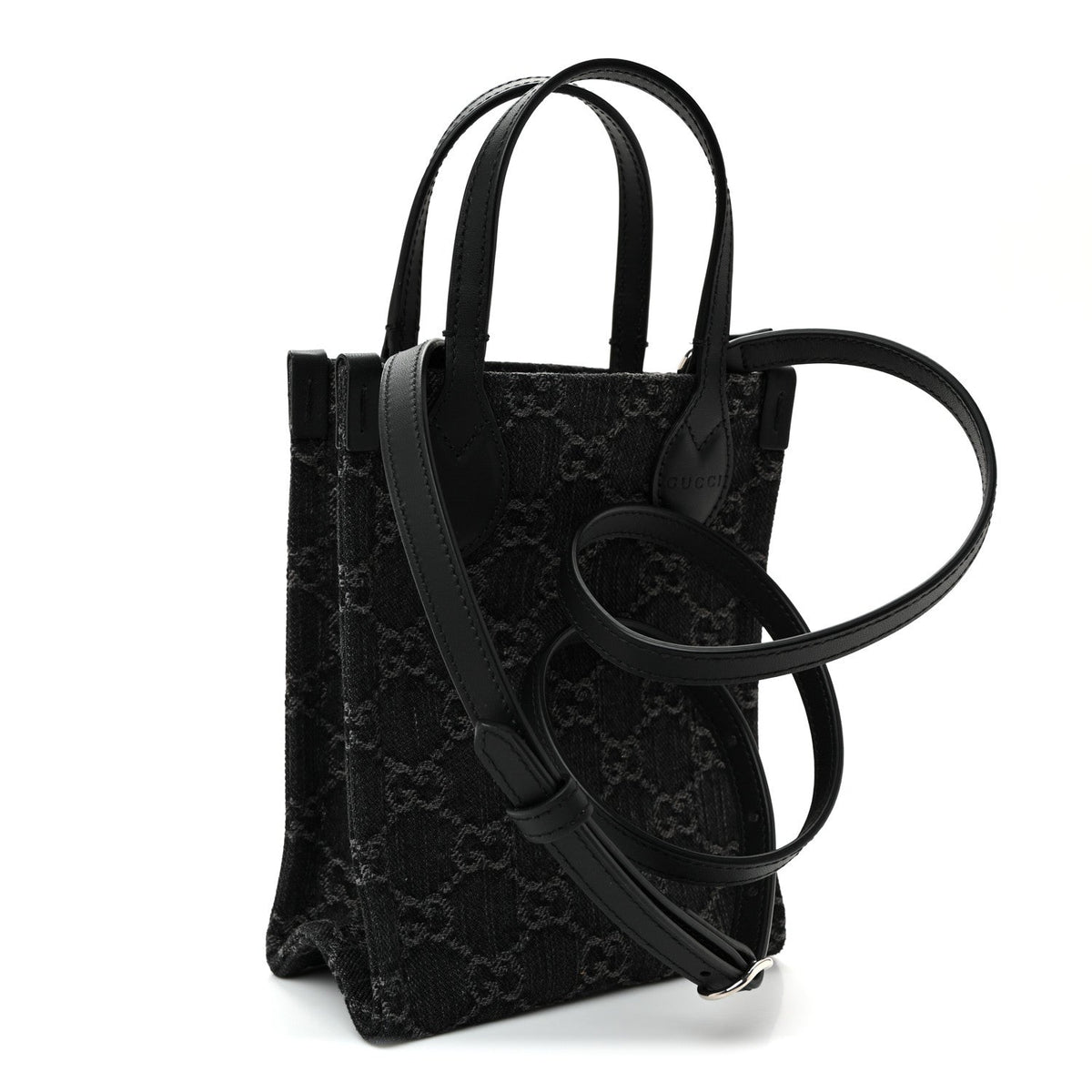 Denim Ophidia GG Monogram Mini Tote Bag Black