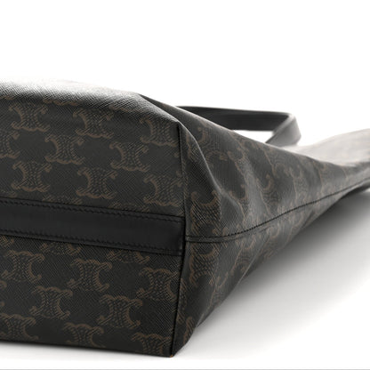 Triomphe Canvas Calfskin Wave Print Museum Bag Black