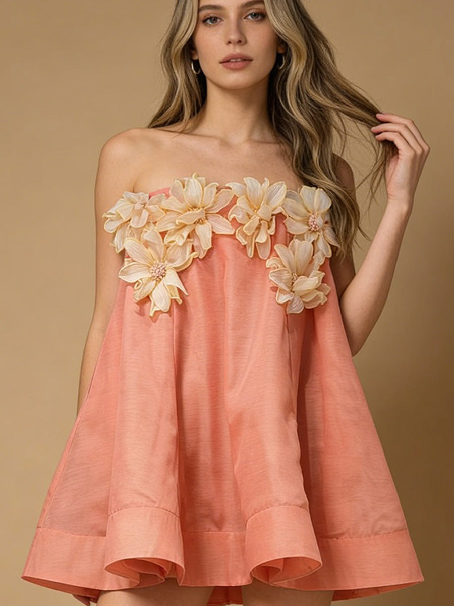Valentina 3D Floral Patchwork Mini Dress