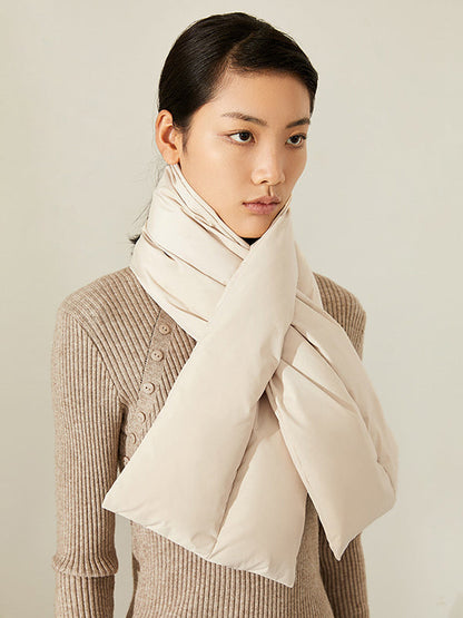 White Duck Down Keep Warm Solid Color Shawl&Scarf