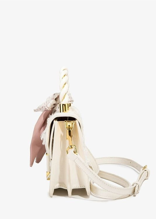 Mini Top Handle Bag Polyurethane Faux Leather Lace Detail