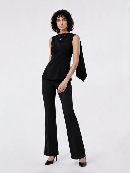 Noelia Fitted Sleeveless Top and High-Waisted Flared Trousers Set
