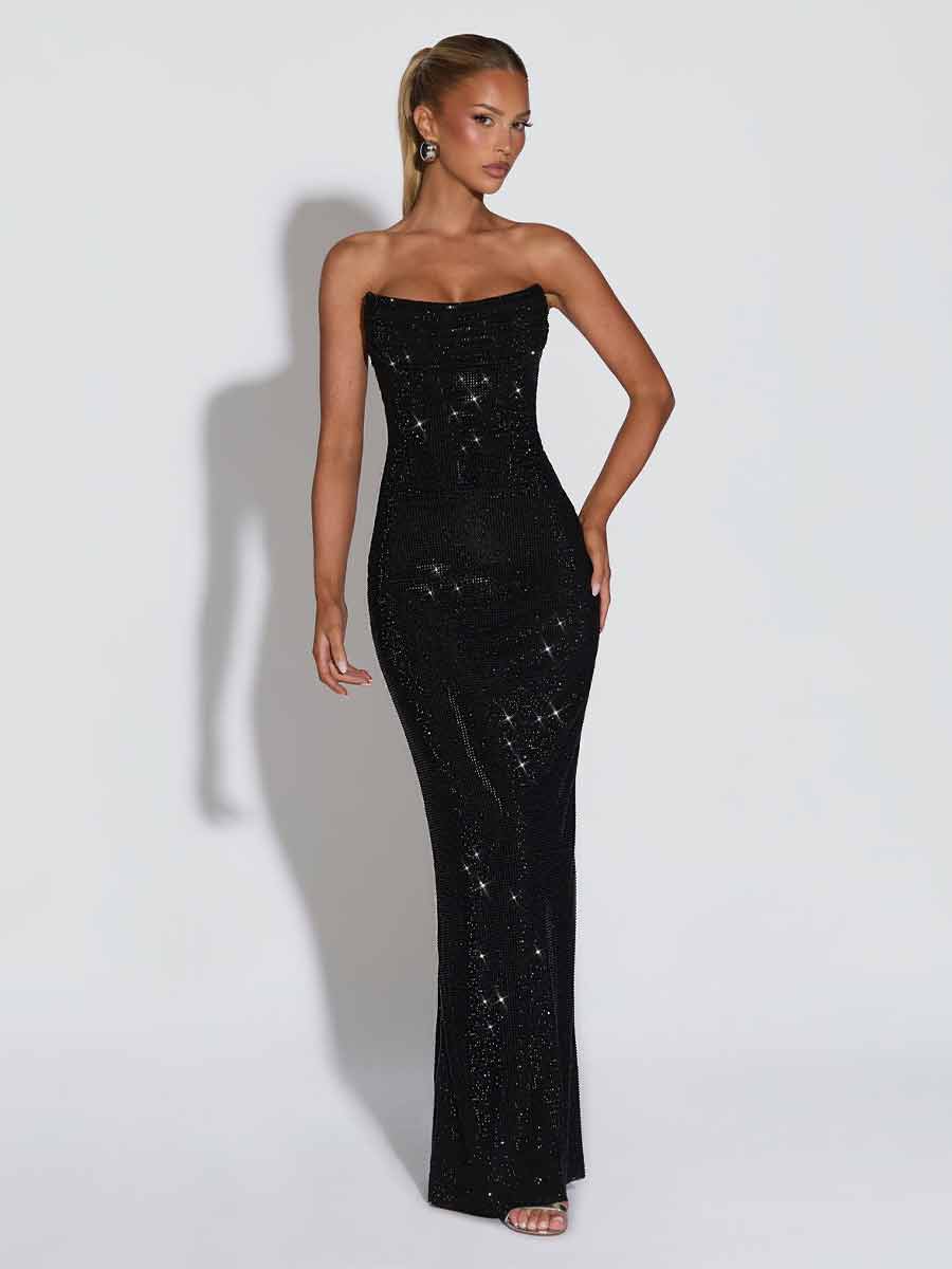 Yasmine Strapless Sequined Maxi Dress