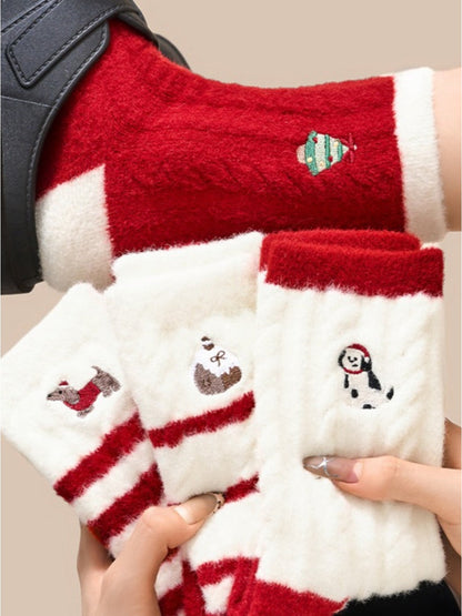 Rufia - Red &amp; White Christmas Vibe Mid-Calf Socks