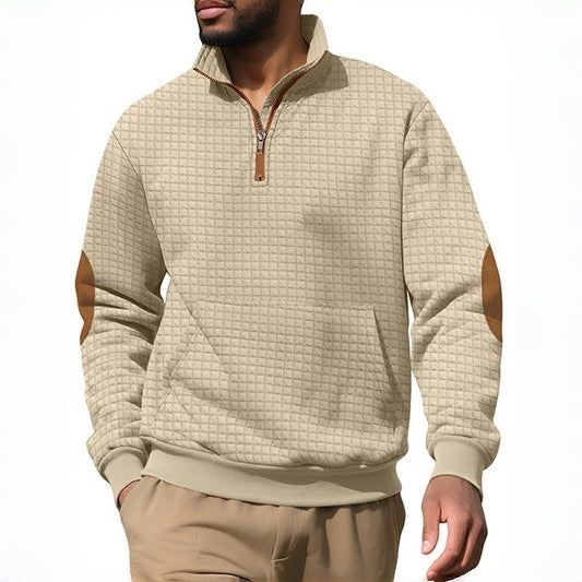 Stand Collar Long Sleeve Jacquard Knit Sweater