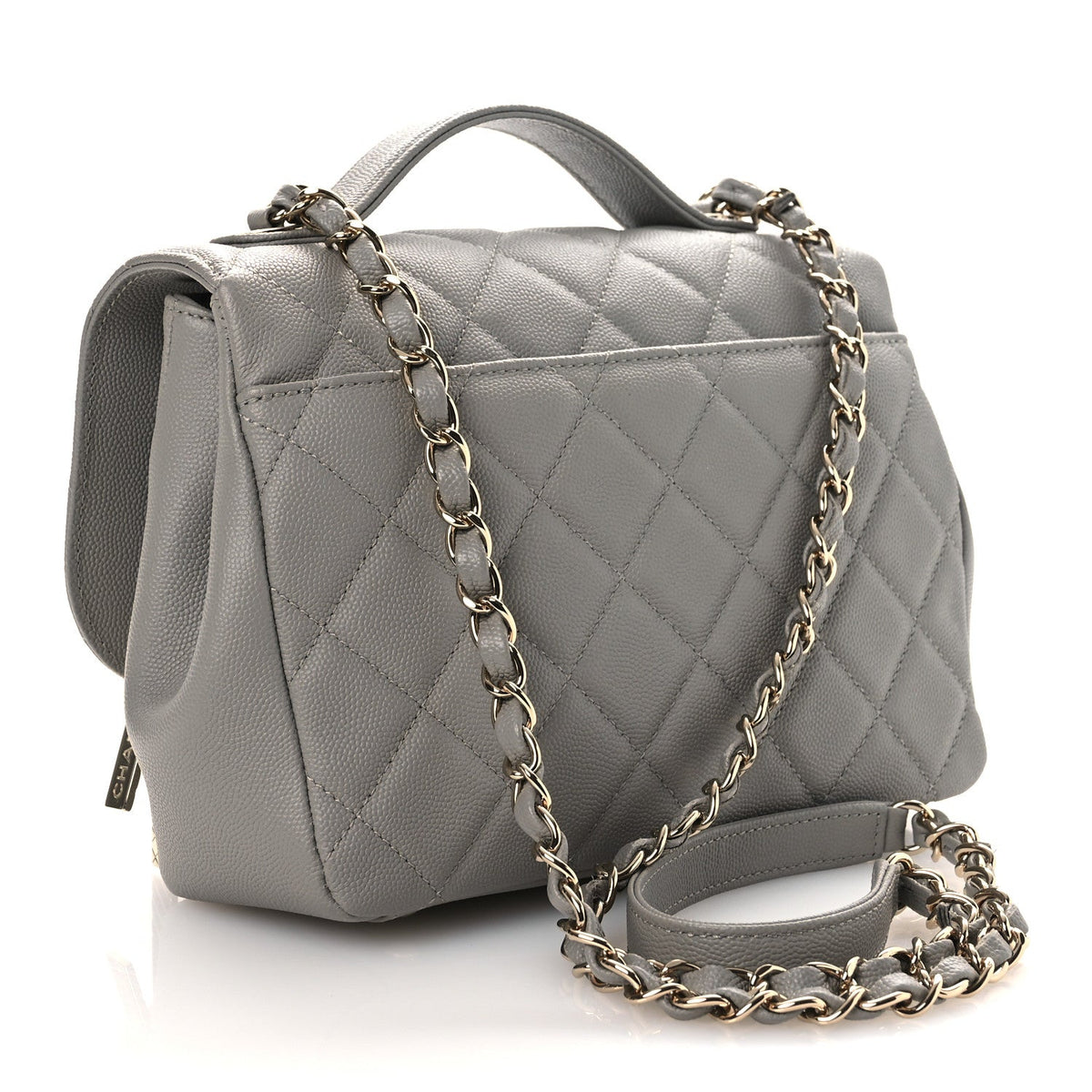 Caviar Quilted Medium Business Affinity Flap Grey