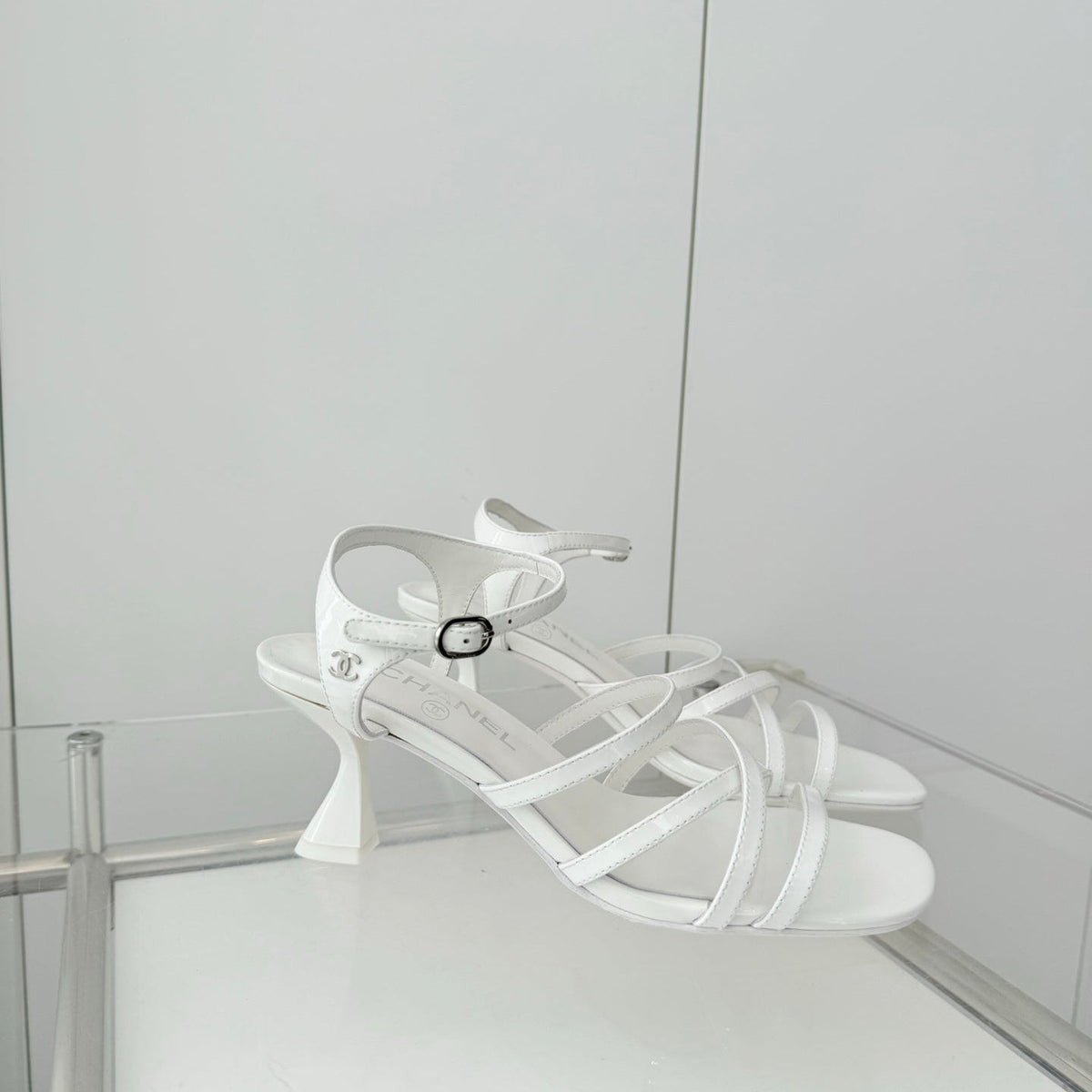 Chanel Cruise 26 Sandal 70mm White Lambskin 597358