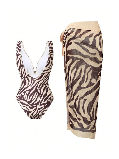 Grace Zebra-print Swimsuit Set