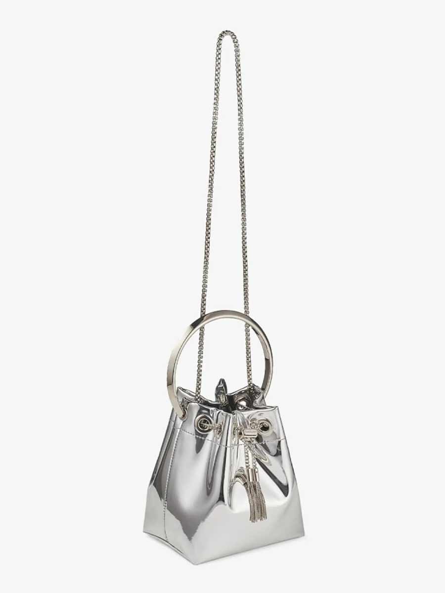 Evanna Metallic Round Handles Bucket Bag