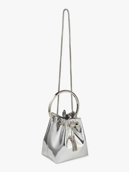 Evanna Metallic Round Handles Bucket Bag