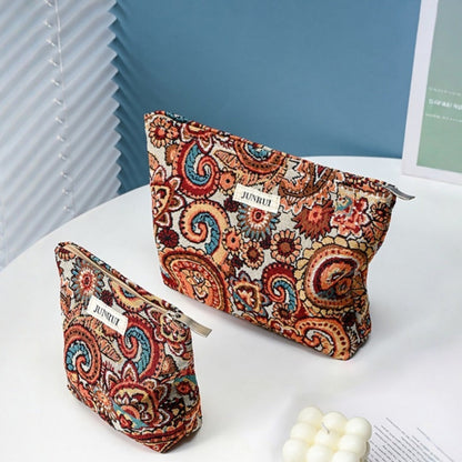 Cosbai - Boho Orange Floral Clutch Bag Zippered Organizer