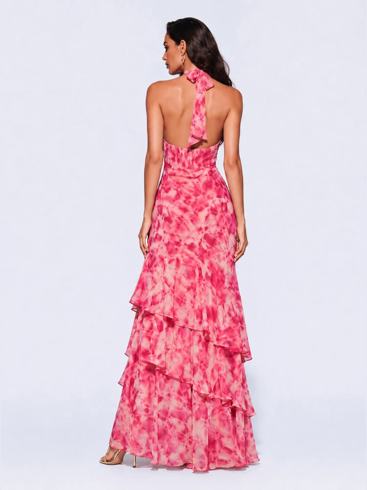 Faye Tiered Ruffle Halter Maxi Dress