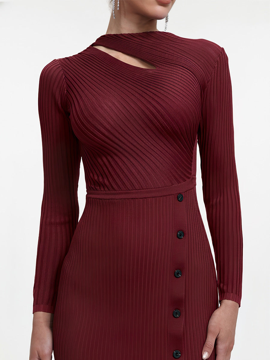 Esperanza Long Sleeve Cutout Knit Maxi Dress