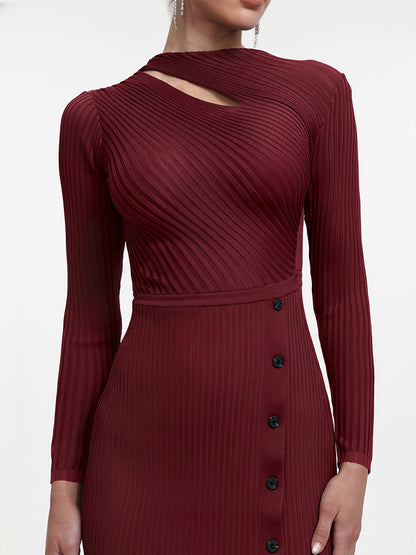 Esperanza Long Sleeve Cutout Knit Maxi Dress