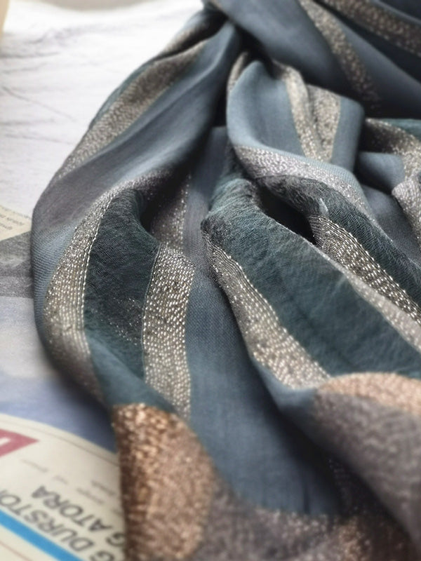Contrast Colors Striped Light Maturity Silk Scarf&Shawl