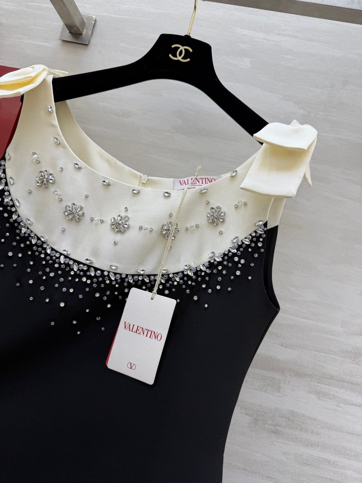 Valen 26s Rhinestone Beaded Dress Black Cotton 344751