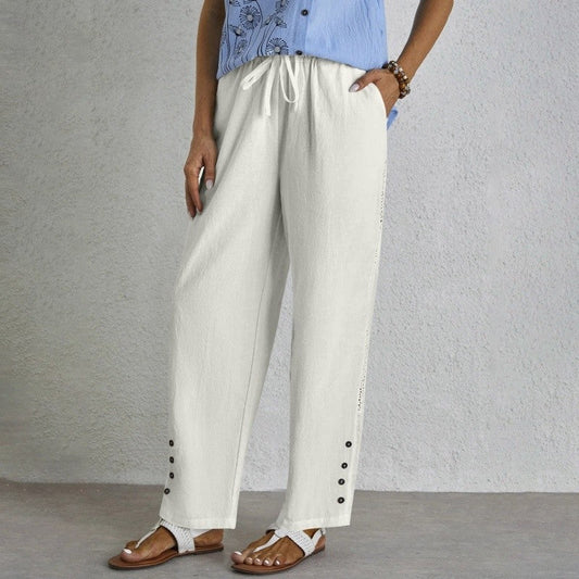 Pocket Lace Button Casual Pants