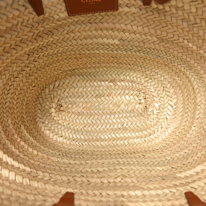 Raffia Calfskin Triomphe Medium Panier Tan