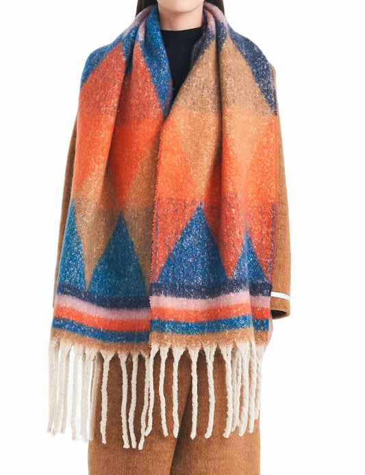 Winter Cozy Tassel Color Block Warm Scarf