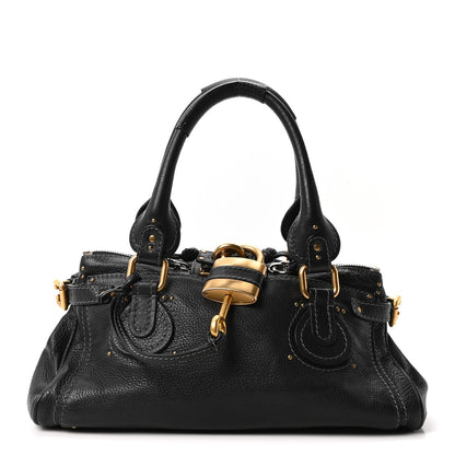 Calfskin Medium Paddington Satchel Black